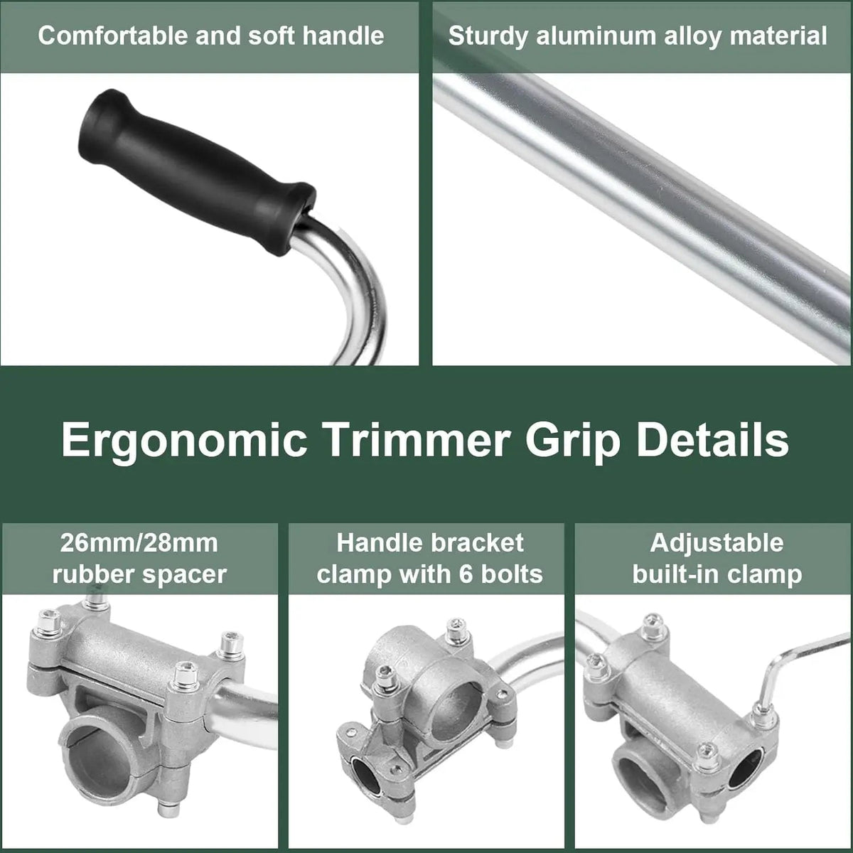Grass Trimmer Handle, Aluminum Trimmer Handle with Bracket Clip Feature, Multifunctional Garden Trimmer Handle, Power Tool Accessories, Aluminum Construction