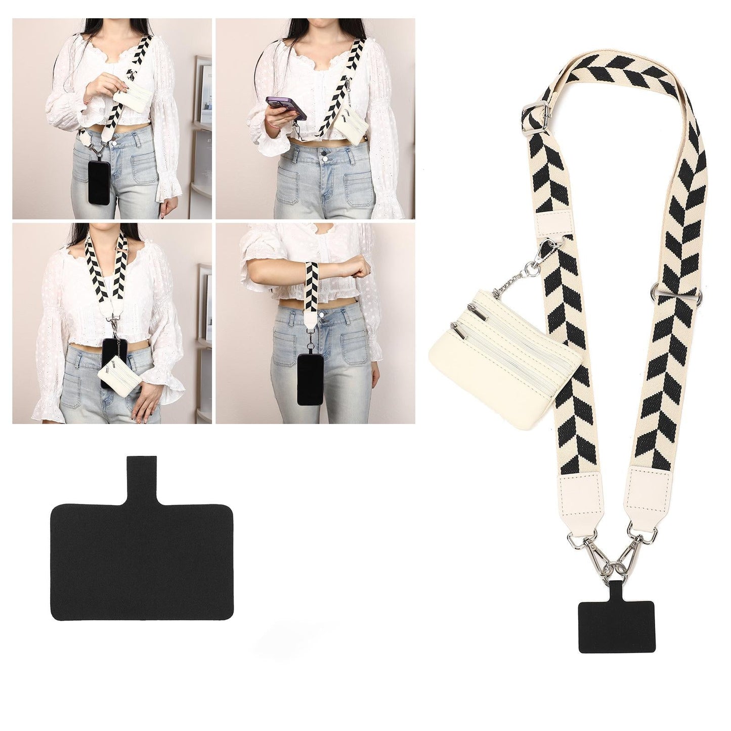 Clip and Go Strap for Phone With Wallet Crossbody, Phone Strap With Wallet, Phone Strap Crossbody With Zipper Pouch Wallet, Adjustable Mobile Phone Strap, Mother's Day Gifts