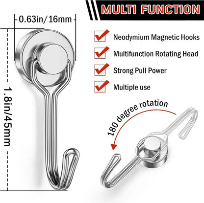 8/16 Pack Swivel Swing Magnetic Hooks 30LBS – Strong Neodymium Hooks for Cruise Cabins, Kitchen, Fridge & Other Magnetic Surfaces, Cruise Essentials 2026