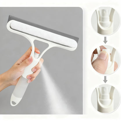 Limpiacristales 3 en 1, raspador, escurridor y estropajo con pulverizador, herramienta de limpieza multifuncional para el hogar, limpiador de parabrisas de coche, toallita ligera de microfibra de silicona