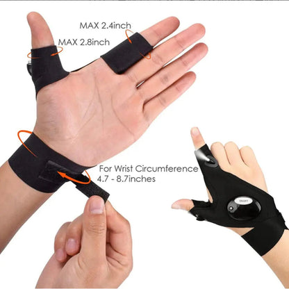 Linterna de guante LED, guantes de pesca luminosos, guantes de luces de dedo para iluminación de mantenimiento de emergencia